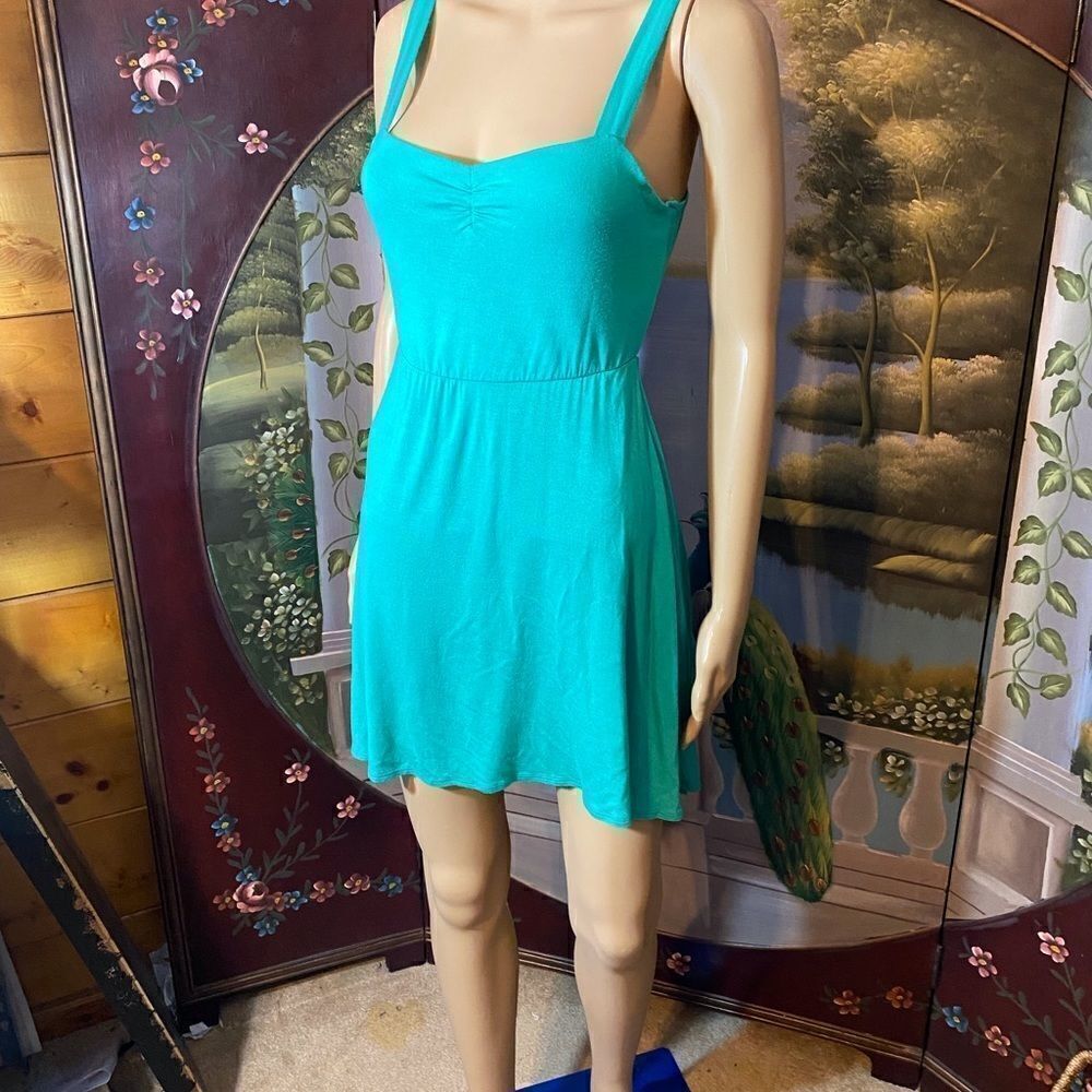 Teal short open back women’s dress small